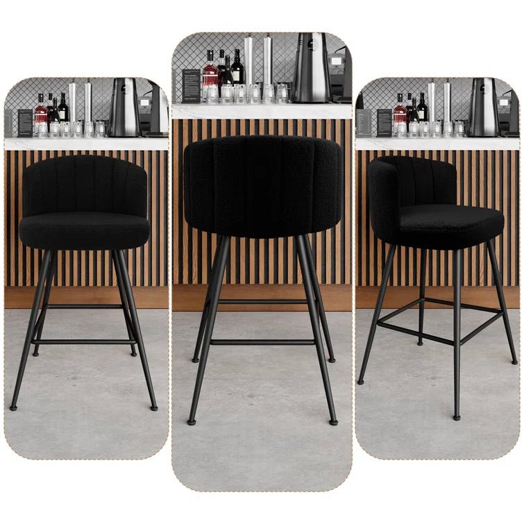 25.2" Counter & Bar Stool with Large Seat and Back (Set of 2) -Black/SW9803ALKAQ2
