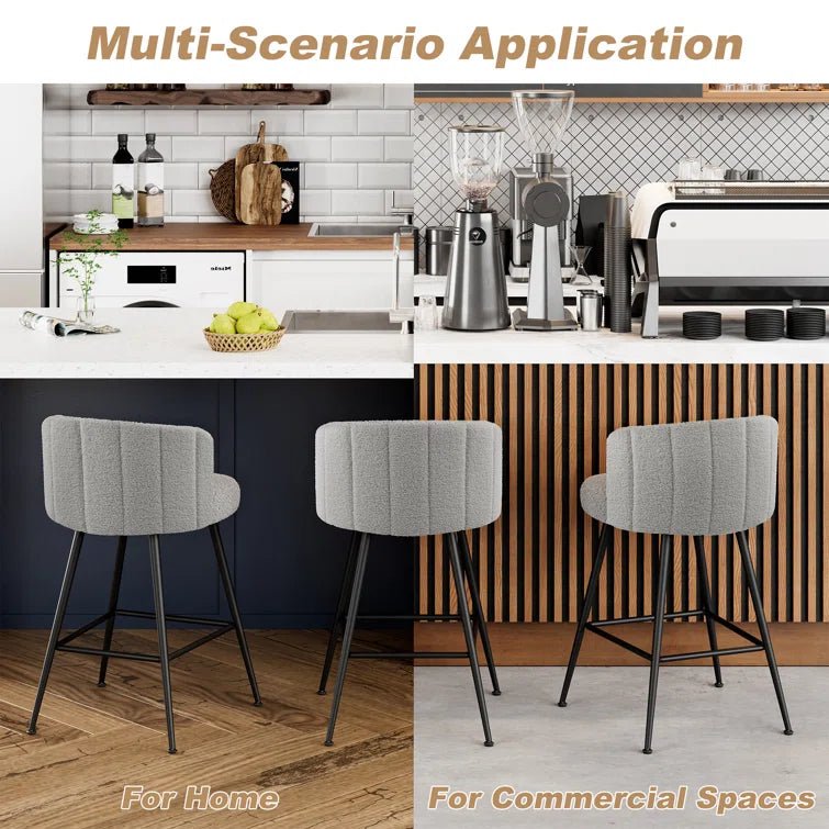 25.2" Counter & Bar Stool with Large Seat and Back (Set of 2) -Gray/SW9803ALEOQ2