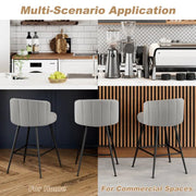25.2" Counter & Bar Stool with Large Seat and Back (Set of 2) -Gray/SW9803ALEOQ2