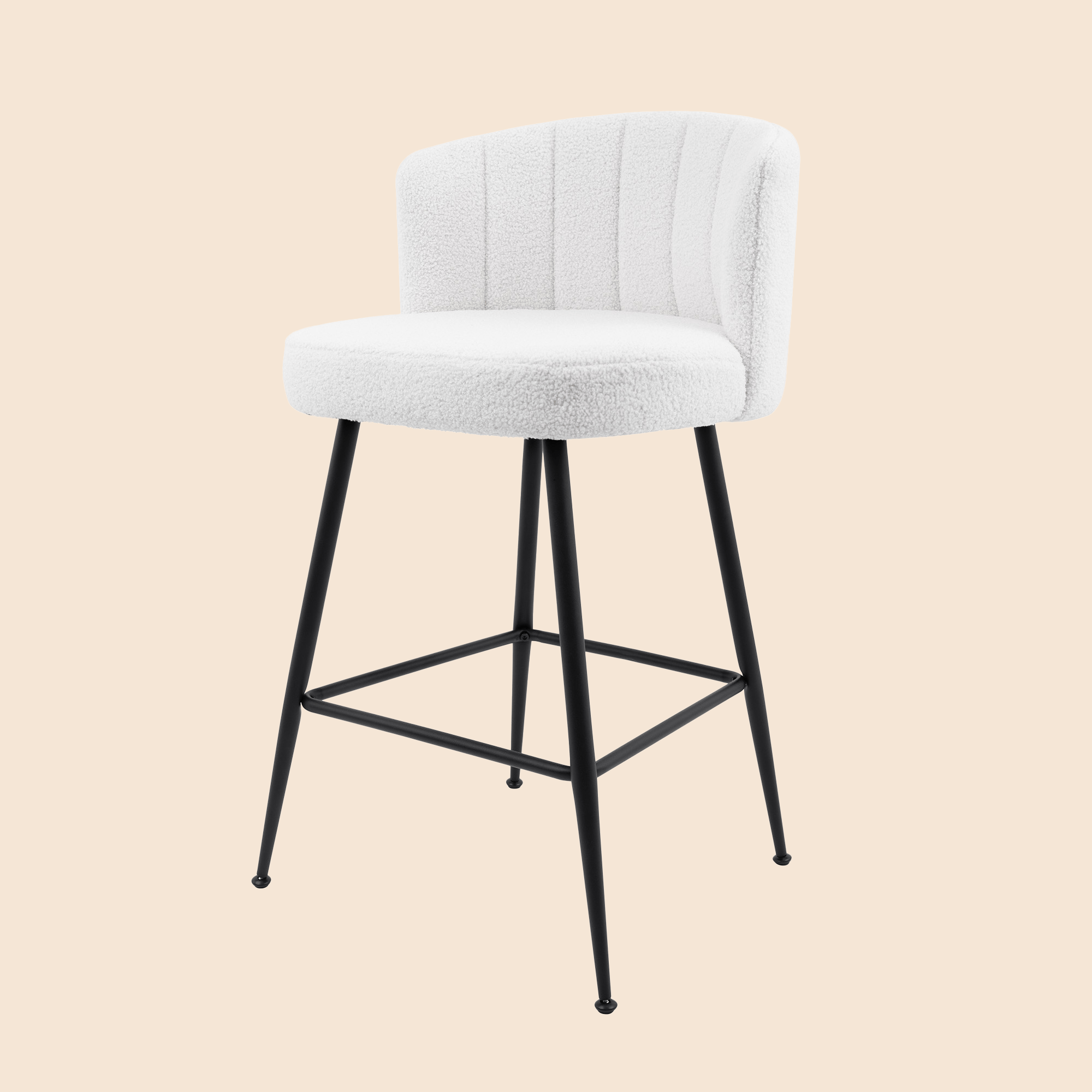 25.2" Counter & Bar Stool with Large Seat and Back (Set of 2) -White/SW9803ALWFQ2
