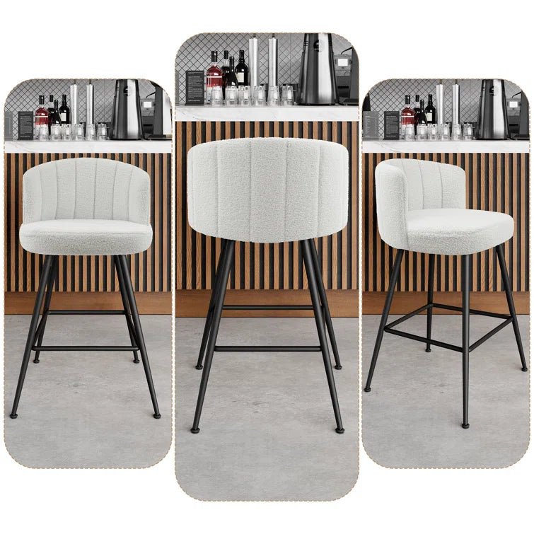 25.2" Counter & Bar Stool with Large Seat and Back (Set of 2) -White/SW9803ALWFQ2