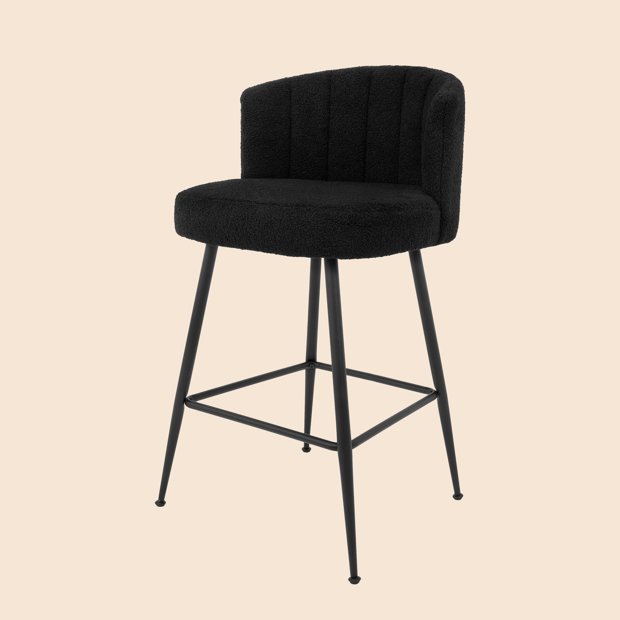 25.2" Counter & Bar Stool with Large Seat and Back (Set of 2) -Black/SW9803ALKAQ2