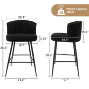 25.2" Counter & Bar Stool with Large Seat and Back (Set of 2) -Black/SW9803ALKAQ2