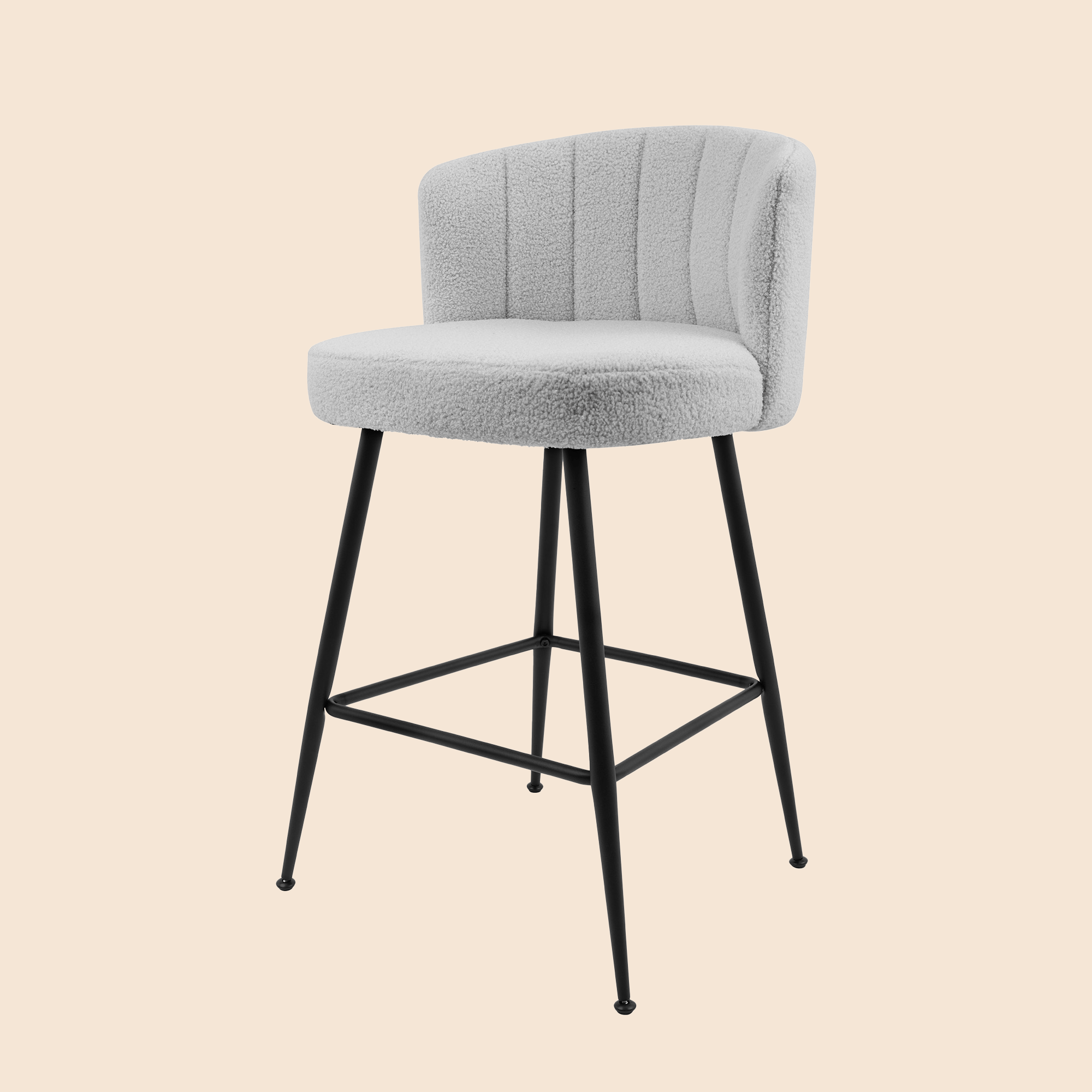 25.2" Counter & Bar Stool with Large Seat and Back (Set of 2) -Gray/SW9803ALEOQ2