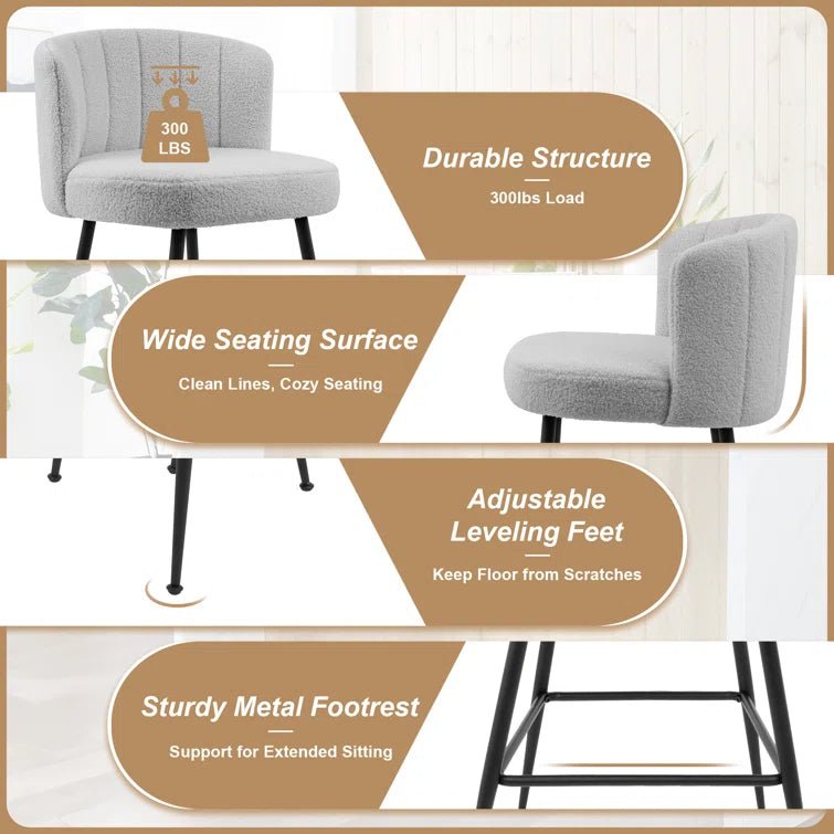 25.2" Counter & Bar Stool with Large Seat and Back (Set of 2) -Gray/SW9803ALEOQ2
