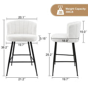 25.2" Counter & Bar Stool with Large Seat and Back (Set of 2) -White/SW9803ALWFQ2