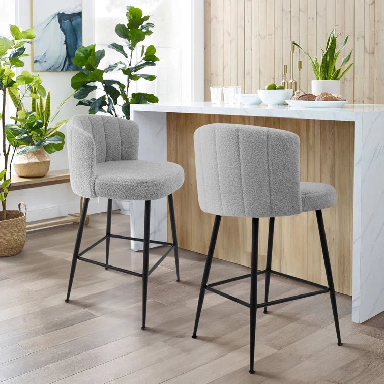 25.2" Counter & Bar Stool with Large Seat and Back (Set of 2) -Gray/SW9803ALEOQ2