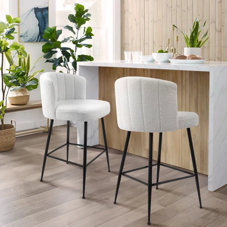 25.2" Counter & Bar Stool with Large Seat and Back (Set of 2) -White/SW9803ALWFQ2