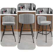 25.2" Counter & Bar Stool with Large Seat and Back (Set of 2) -Gray/SW9803ALEOQ2