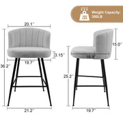 25.2" Counter & Bar Stool with Large Seat and Back (Set of 2) -Gray/SW9803ALEOQ2