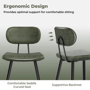 26.75" Leather Counter & Bar Stool with Large Seat and Back (Set of 2) - Green/