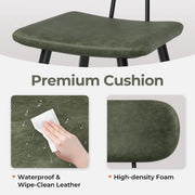 26.75" Leather Counter & Bar Stool with Large Seat and Back (Set of 2) - Green/