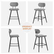 26.75" Leather Counter & Bar Stool with Large Seat and Back (Set of 2) - Gray/
