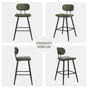 26.75" Leather Counter & Bar Stool with Large Seat and Back (Set of 2) - Green/