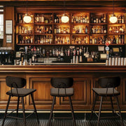 26.75" Leather Counter & Bar Stool with Large Seat and Back (Set of 2) - Black/SW9804ALKAQ2