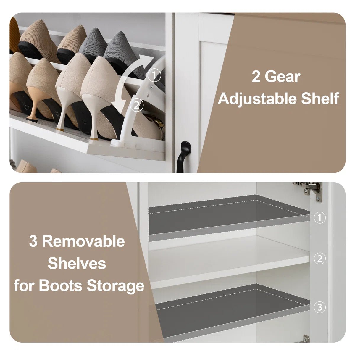 28 Pair Large Shoe Storage Cabinet with Adjustable Shelves - White/SW9716ABWR