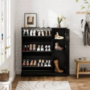 28 Pair Large Shoe Storage Cabinet with Adjustable Shelves - Black/SW9716ABKA