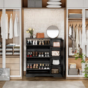 28 Pair Large Shoe Storage Cabinet with Adjustable Shelves - Black/SW9716ABKA