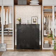 28 Pair Large Shoe Storage Cabinet with Adjustable Shelves - Black/SW9716ABKA