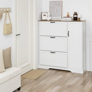 28 Pair Large Shoe Storage Cabinet with Adjustable Shelves - White/SW9716ABWR