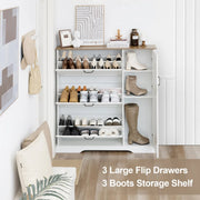 28 Pair Large Shoe Storage Cabinet with Adjustable Shelves - White/SW9716ABWR