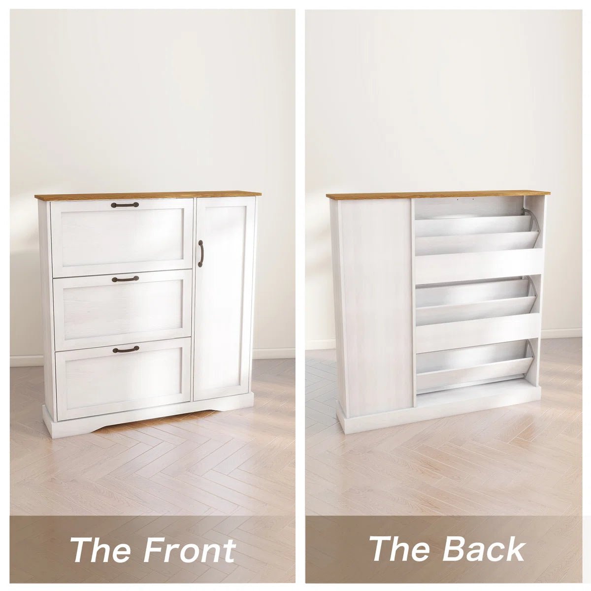 28 Pair Large Shoe Storage Cabinet with Adjustable Shelves - White/SW9716ABWR