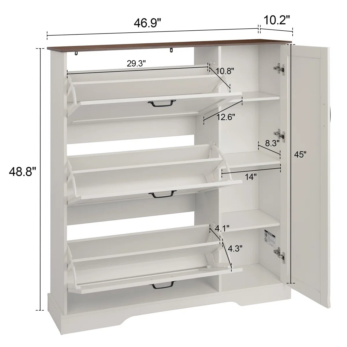 28 Pair Large Shoe Storage Cabinet with Adjustable Shelves - White/SW9716ABWR
