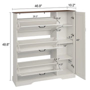 28 Pair Large Shoe Storage Cabinet with Adjustable Shelves - White/SW9716ABWR