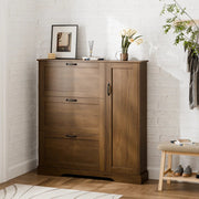 28 Pair Large Shoe Storage Cabinet with Adjustable Shelves - Brown/SW9716ABOS
