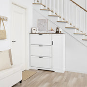 28 Pair Large Shoe Storage Cabinet with Adjustable Shelves - White/SW9716ABWR
