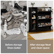 28 Pair Large Shoe Storage Cabinet with Adjustable Shelves - Black/SW9716ABKA