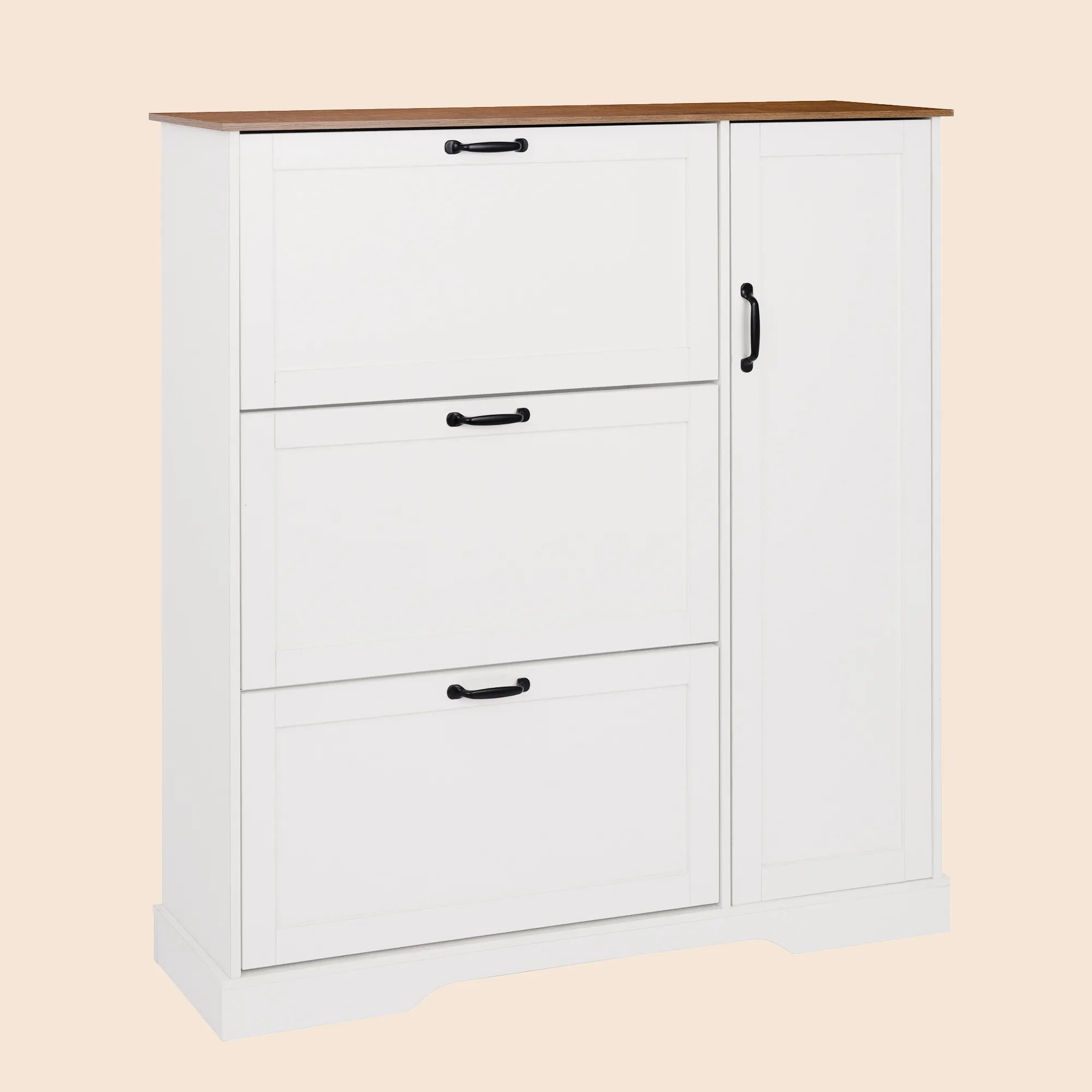 28 Pair Large Shoe Storage Cabinet with Adjustable Shelves - White/SW9716ABWR