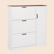 28 Pair Large Shoe Storage Cabinet with Adjustable Shelves - White/SW9716ABWR