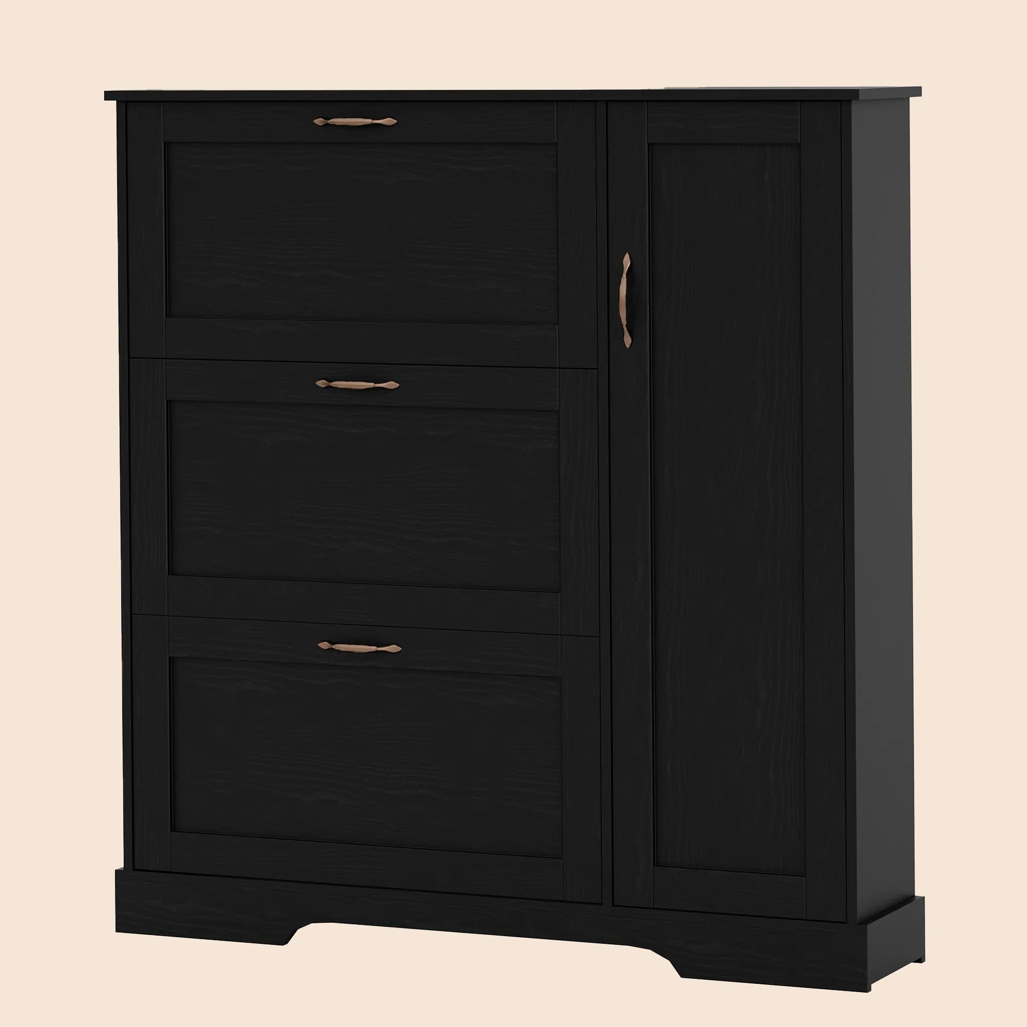 28 Pair Large Shoe Storage Cabinet with Adjustable Shelves - Black/SW9716ABKA