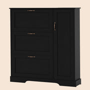 28 Pair Large Shoe Storage Cabinet with Adjustable Shelves - Black/SW9716ABKA