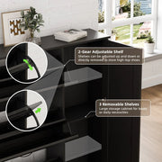 28 Pair Large Shoe Storage Cabinet with Adjustable Shelves - Black/SW9716ABKA