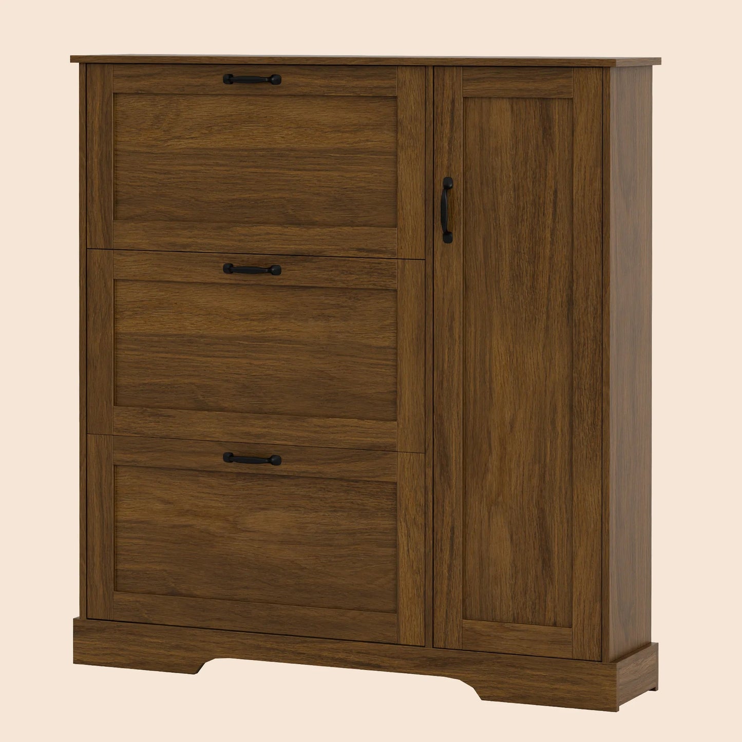 28 Pair Large Shoe Storage Cabinet with Adjustable Shelves - Brown/SW9716ABOS
