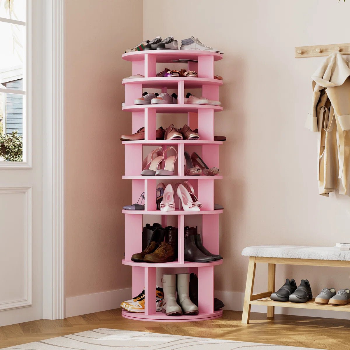 32 Pair Rotating Shoe Rack Fits Shoe Size up to 10 - Pink/SW9718ACIF