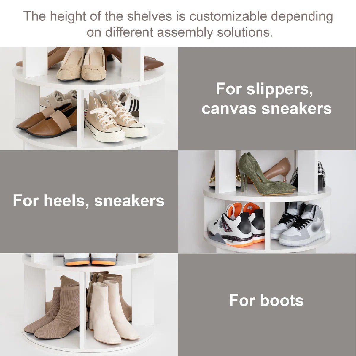 32 Pair Rotating Shoe Rack Fits Shoe Size up to 10 - White/SW9718ACWR