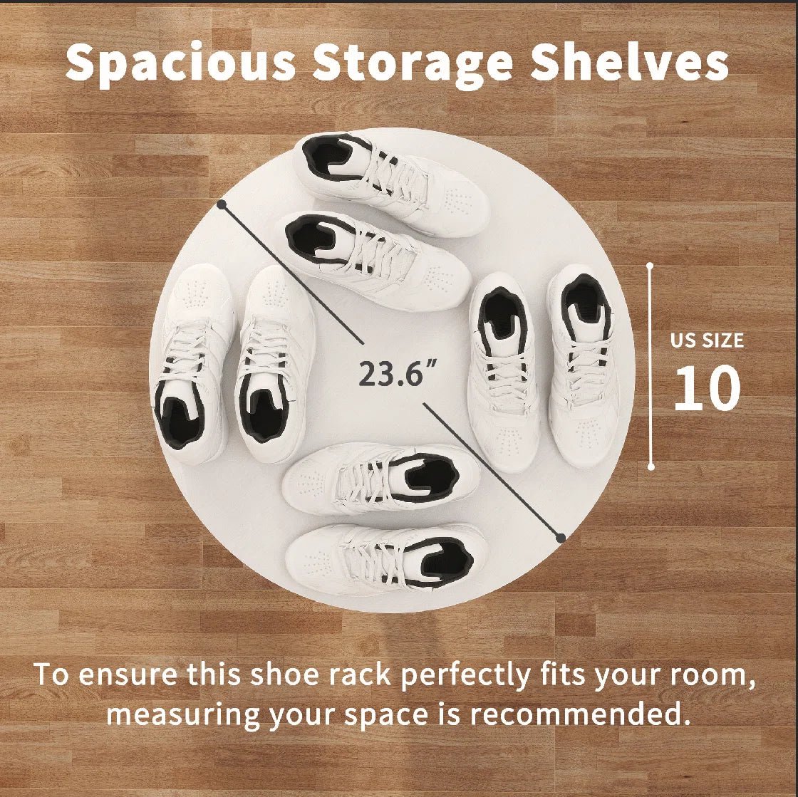 32 Pair Rotating Shoe Rack Fits Shoe Size up to 10 - White/SW9718ACWR