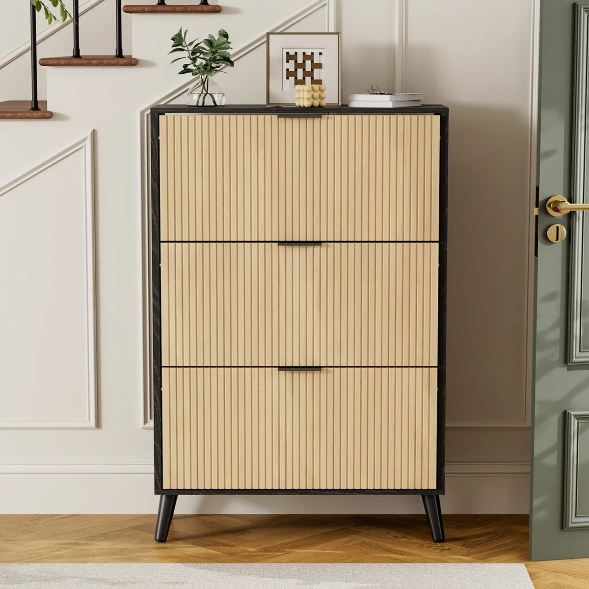 36 Pair Flip Drawer Shoe Storage Cabinet - Light Khaki/SW9736AKTJ