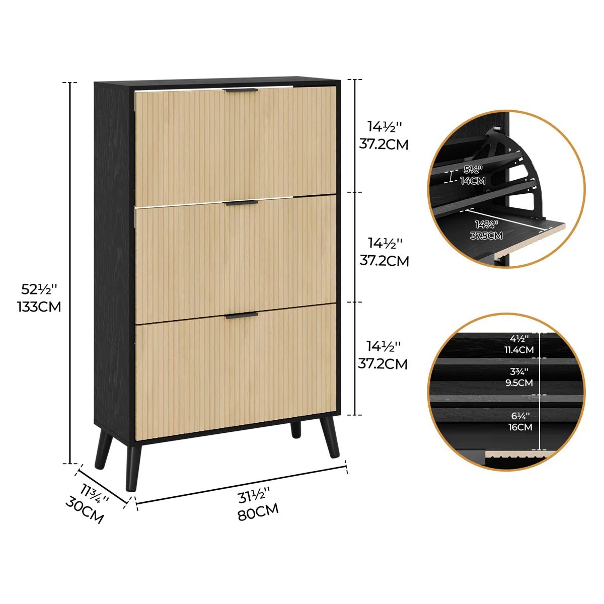 36 Pair Flip Drawer Shoe Storage Cabinet - Light Khaki/SW9736AKTJ