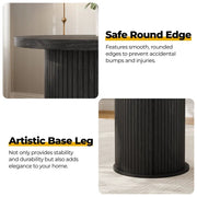 36'' Round Tambour Counter-Height Dining Table – Modern Wood Pedestal Base -Black/SW9739AKKB