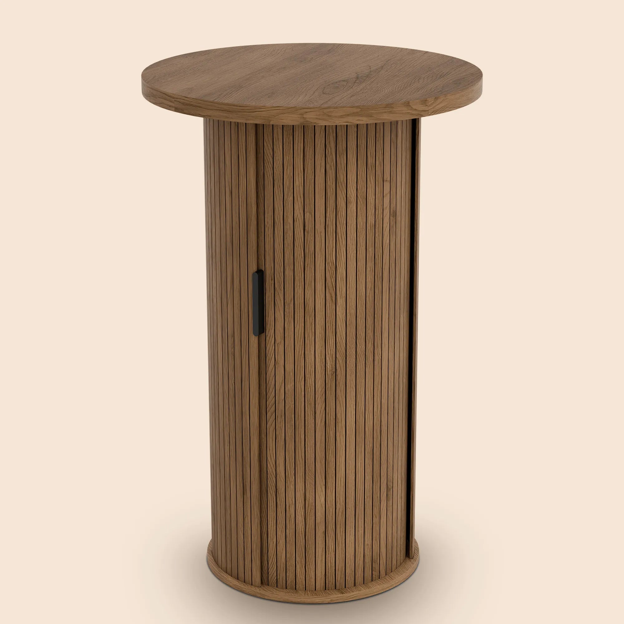 36'' Round Tambour Counter-Height Dining Table – Modern Wood Pedestal Base -Brown/SW9739AKTB