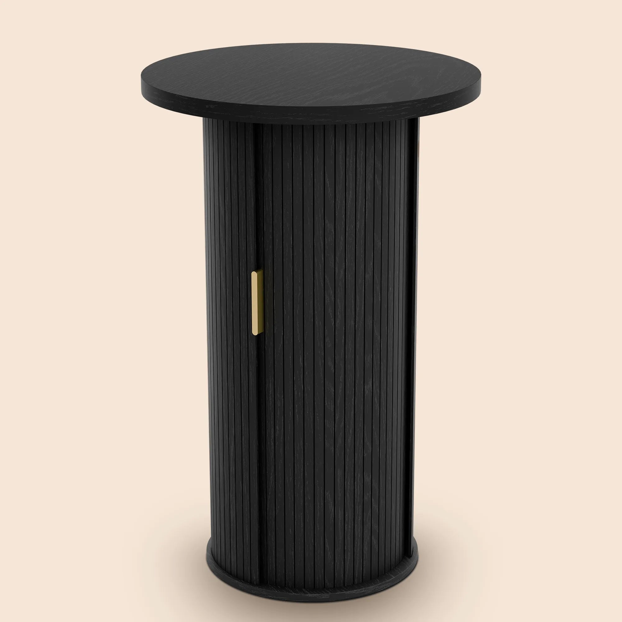 36'' Round Tambour Counter-Height Dining Table – Modern Wood Pedestal Base -Black/SW9739AKKB