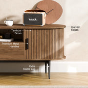 Tambour Design Mid-Century Modern TV Stand With Drawer for TV Up to 75" - WELL ZONE