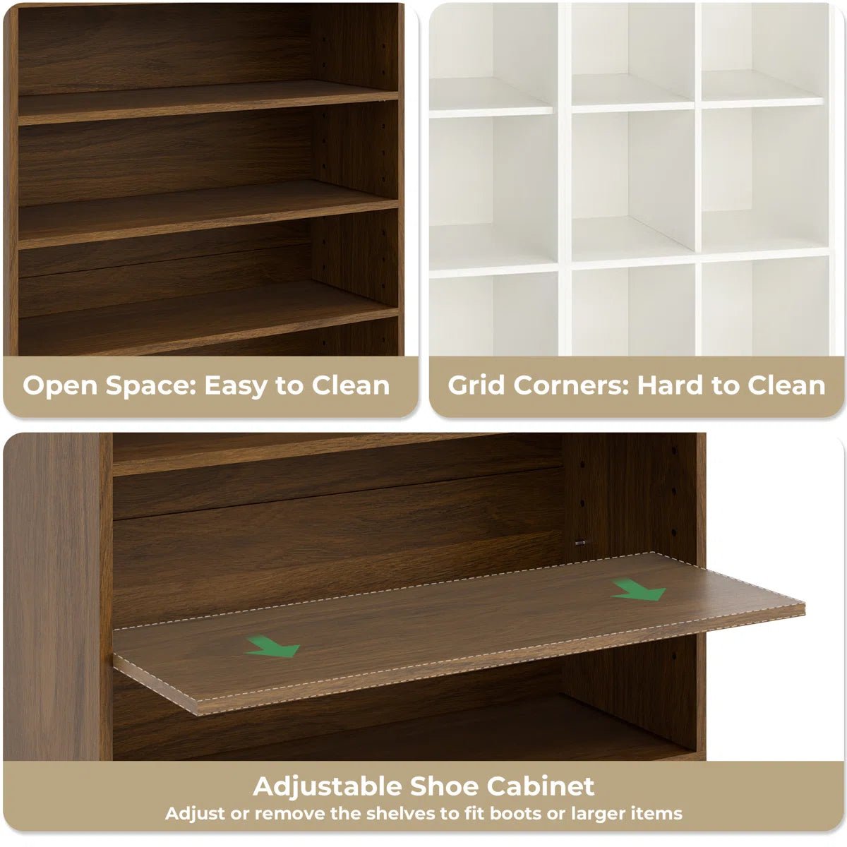 40 Pair Large Shoe Cabinet Shoe Rack with Adjustable Shelf -Brown/SW9730ACOB