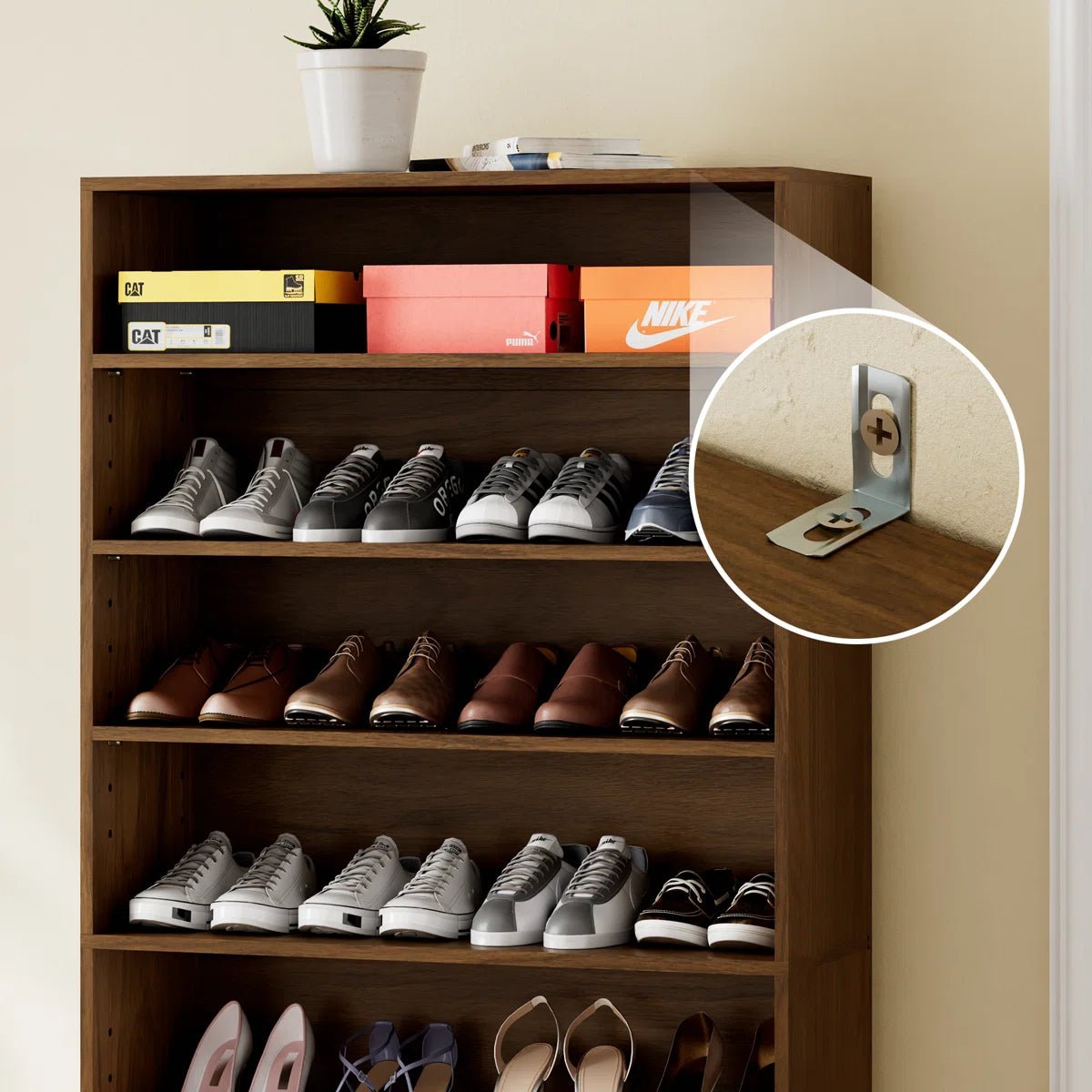 40 Pair Large Shoe Cabinet Shoe Rack with Adjustable Shelf -Brown/SW9730ACOB