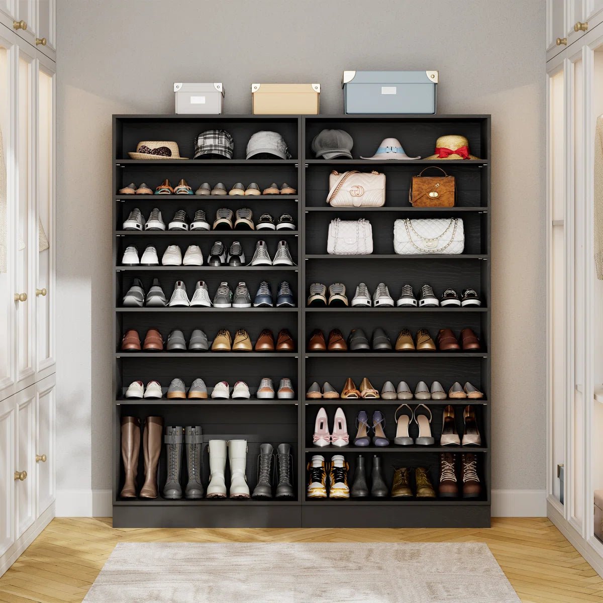 40 Pair Large Shoe Cabinet Shoe Rack with Adjustable Shelf -Black/SW9730ACKB