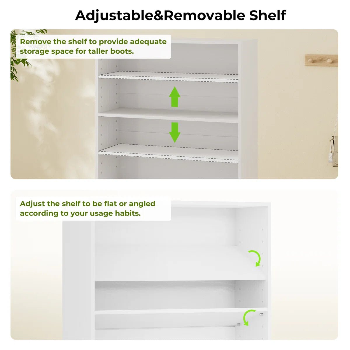 40 Pair Large Shoe Cabinet Shoe Rack with Adjustable Shelf -White/SW9730ACWR